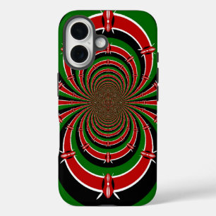 Vibrant Kenya Vision: Mirrored Kenyan Flag Art  iPhone 16 Case