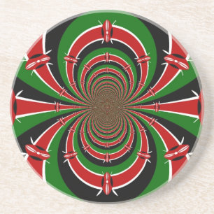 Vibrant Kenya Vision: Mirrored Kenyan Flag Art  Coaster