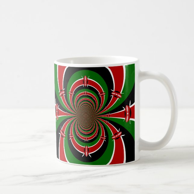Vibrant Kenya Vision: Mirrored Kenyan Flag Art  Coffee Mug (Right)