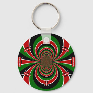 Vibrant Kenya Vision: Mirrored Kenyan Flag Art  Key Ring