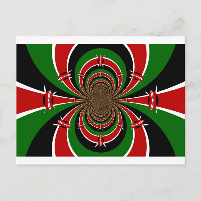 Vibrant Kenya Vision: Mirrored Kenyan Flag Art  Postcard (Front)