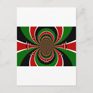 Vibrant Kenya Vision: Mirrored Kenyan Flag Art  Postcard