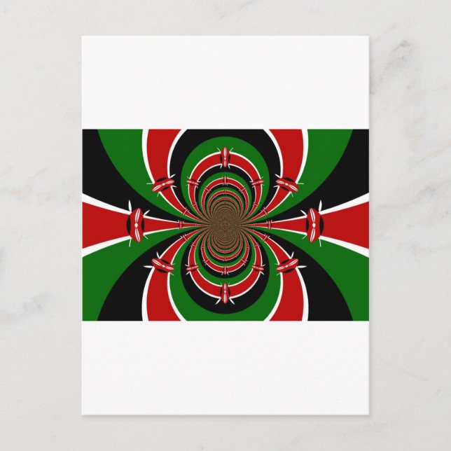 Vibrant Kenya Vision: Mirrored Kenyan Flag Art  Postcard (Front)