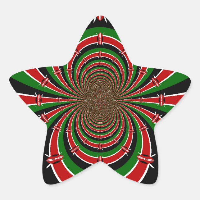 Vibrant Kenya Vision: Mirrored Kenyan Flag Art  Star Sticker (Front)