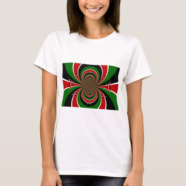 Vibrant Kenya Vision: Mirrored Kenyan Flag Art  T-Shirt (Front)