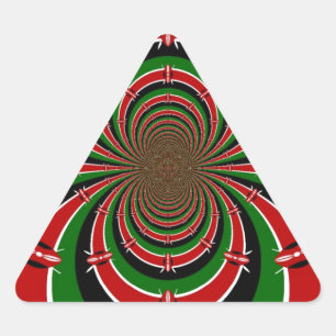 Vibrant Kenya Vision: Mirrored Kenyan Flag Art  Triangle Sticker