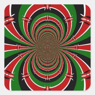 Vibrant Kenya Vision: Mirrored Kenyan Flag design Square Sticker