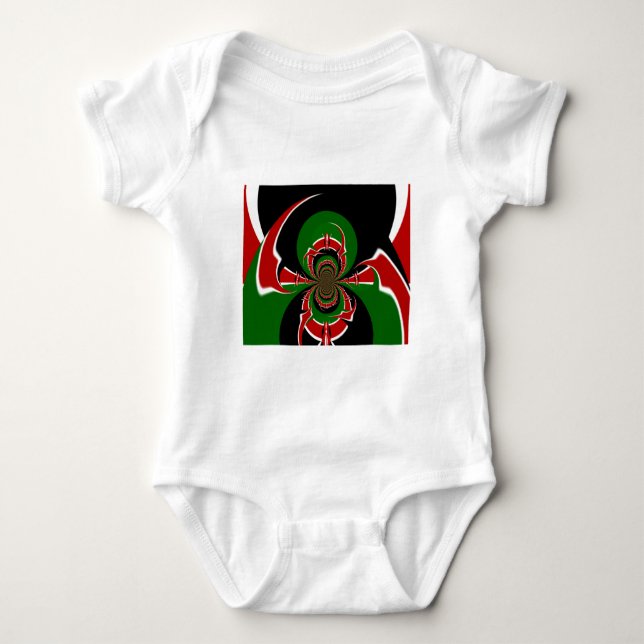 Vibrant Kenyan Flag Pattern: A Powerful Art Baby Bodysuit (Front)