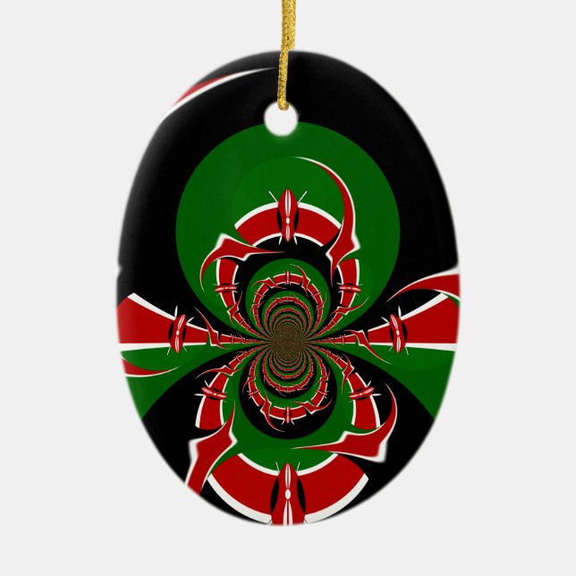 Vibrant Kenyan Flag Pattern: A Powerful Art Ceramic Tree Decoration (Front)