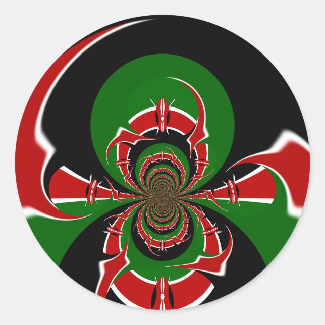 Vibrant Kenyan Flag Pattern: A Powerful Art Classic Round Sticker (Front)