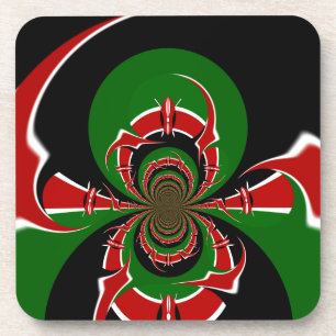 Vibrant Kenyan Flag Pattern: A Powerful Art Coaster