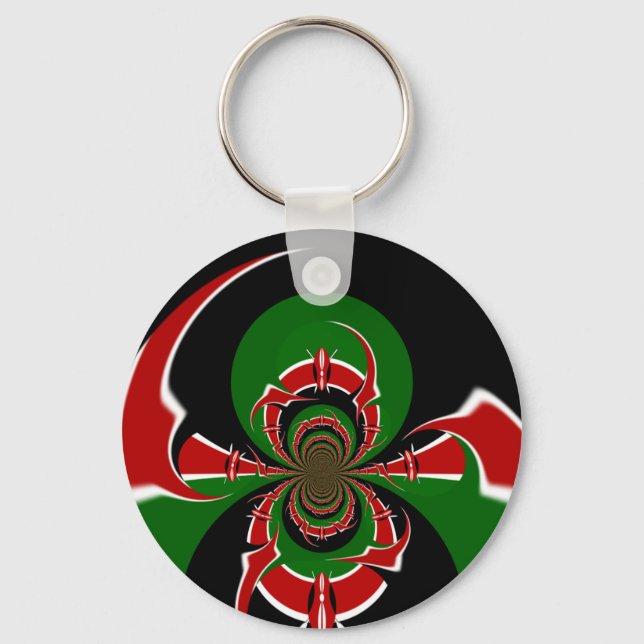 Vibrant Kenyan Flag Pattern: A Powerful Art Key Ring (Front)