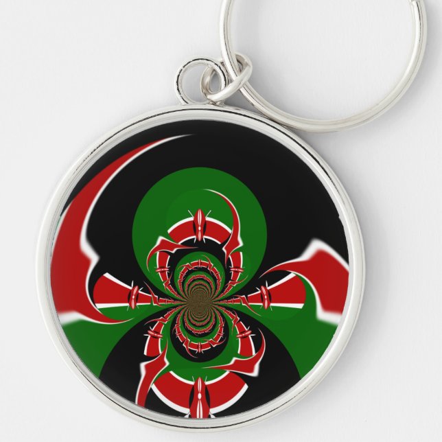 Vibrant Kenyan Flag Pattern: A Powerful Art Key Ring (Front)