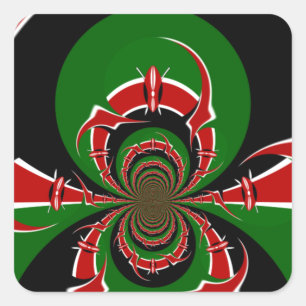 Vibrant Kenyan Flag Pattern: A Powerful Art Square Sticker