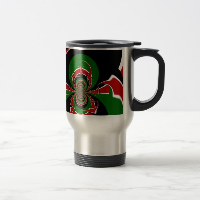 Vibrant Kenyan Flag Pattern: A Powerful Art Travel Mug (Right)