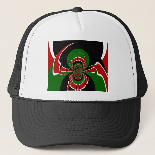 Vibrant Kenyan Flag Pattern: A Powerful Art Trucker Hat (Front)