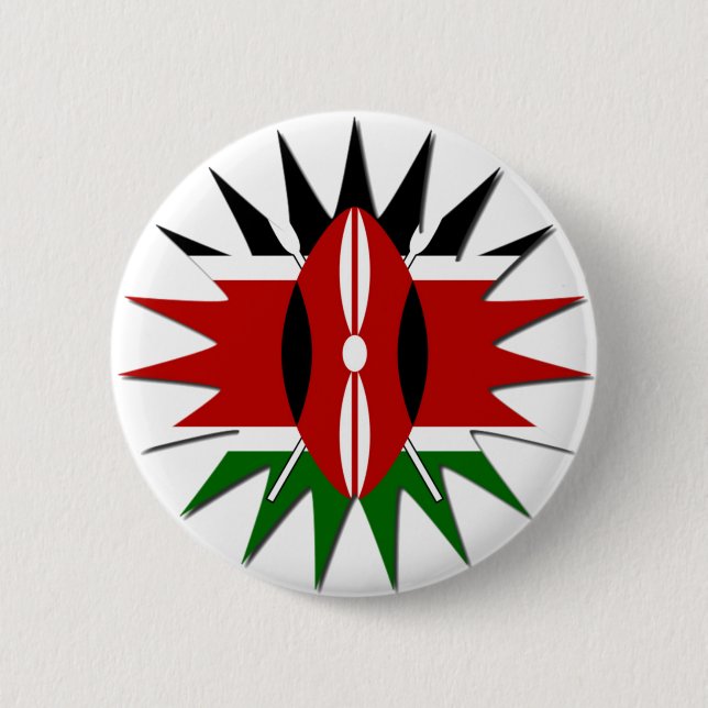 Vibrant Kenyan Flag Pattern: An 18-Star Art 6 Cm Round Badge (Front)