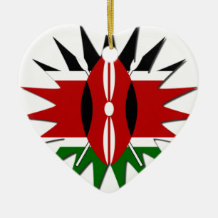 Vibrant Kenyan Flag Pattern: An 18-Star Art Ceramic Tree Decoration