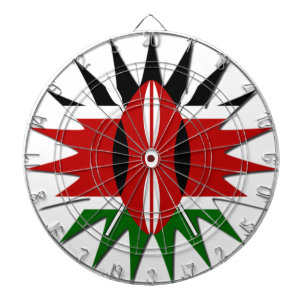 Vibrant Kenyan Flag Pattern: An 18-Star Art Dartboard