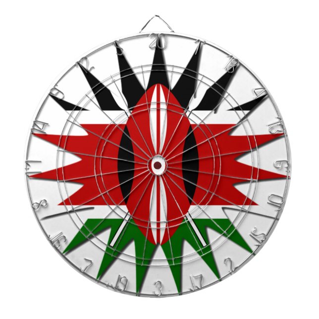 Vibrant Kenyan Flag Pattern: An 18-Star Art Dartboard (Front)