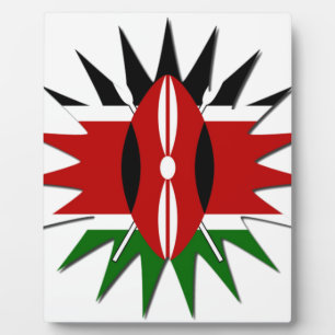 Vibrant Kenyan Flag Pattern: An 18-Star Art Plaque