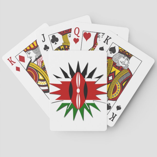 Vibrant Kenyan Flag Pattern: An 18-Star Art Playing Cards (Back)