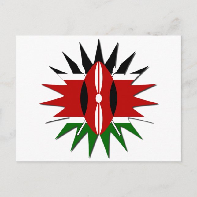 Vibrant Kenyan Flag Pattern: An 18-Star Art Postcard (Front)
