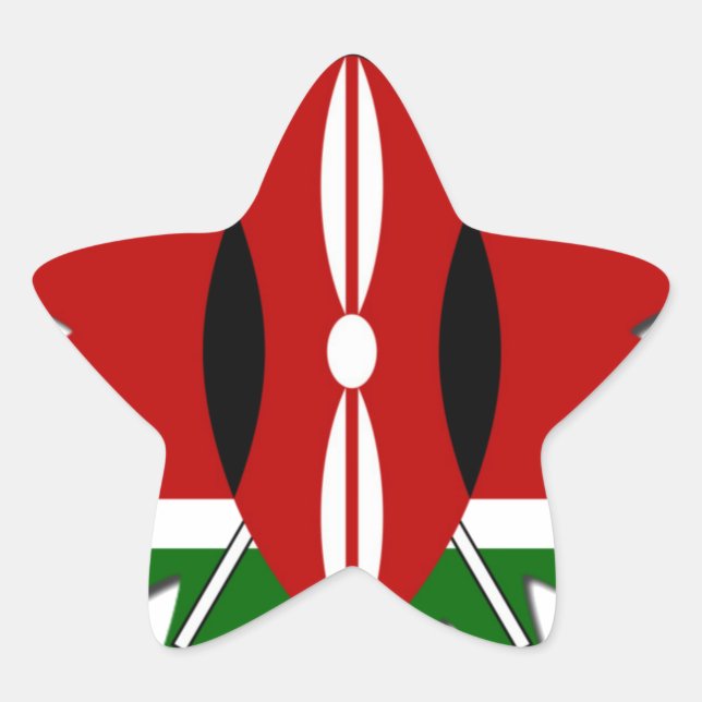 Vibrant Kenyan Flag Pattern: An 18-Star Art Star Sticker (Front)
