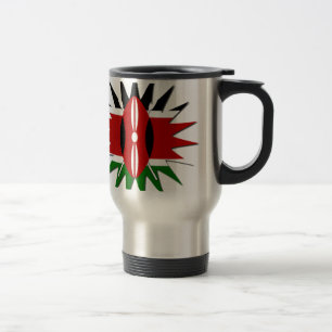 Vibrant Kenyan Flag Pattern: An 18-Star Art Travel Mug
