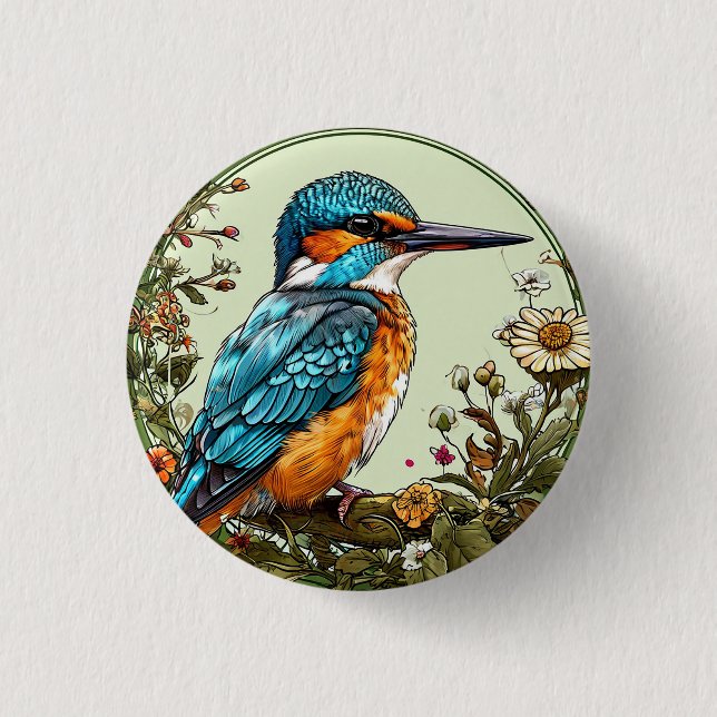 Vibrant Kingfisher Bird 3 Cm Round Badge (Front)
