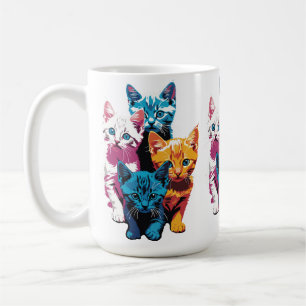 Vibrant Kittens in Pop Art Style Coffee Mug
