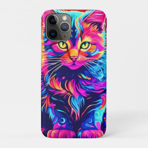 Vibrant Kitty: Beautiful Neon Artwork iPhone 11 Pro Case