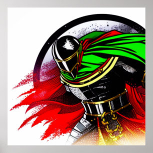  Vibrant Knight T-Shirt Throw Pillow Glass Coaster Poster