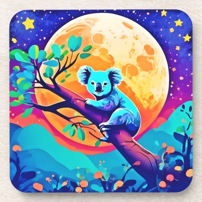 Vibrant Koala Moon Coaster (Front)