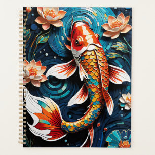 Vibrant Koi and Beautiful Flowers Aquatic Scene Planner