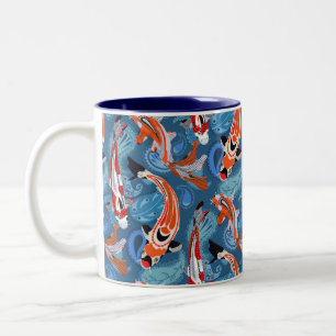 Vibrant Koi Fish Among Paisley Pattern Two-Tone Coffee Mug