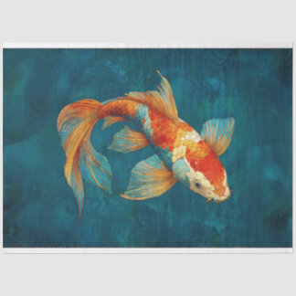 Vibrant Koi Fish Illustration Decoupage Tissue Paper