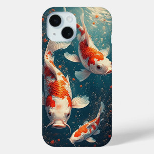 Vibrant Koi Fish Swimming iPhone 15 Case