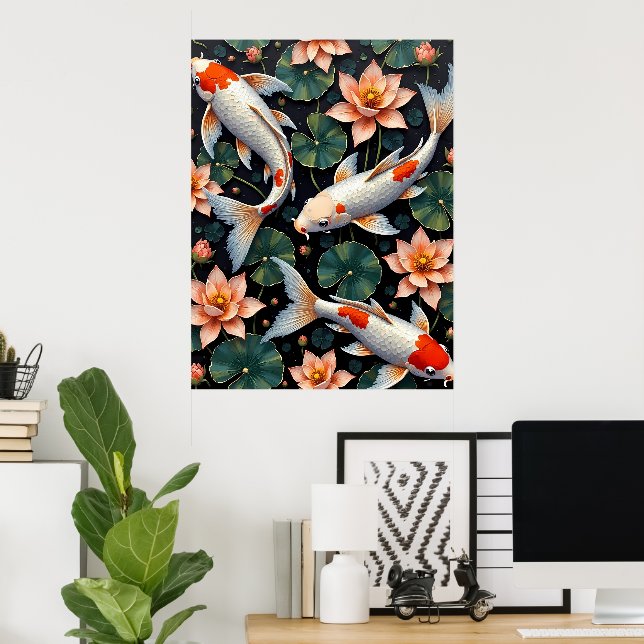 Vibrant Koi Pond Poster (Home Office)