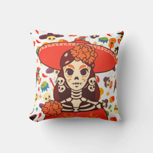 Vibrant La Catrina Cushion