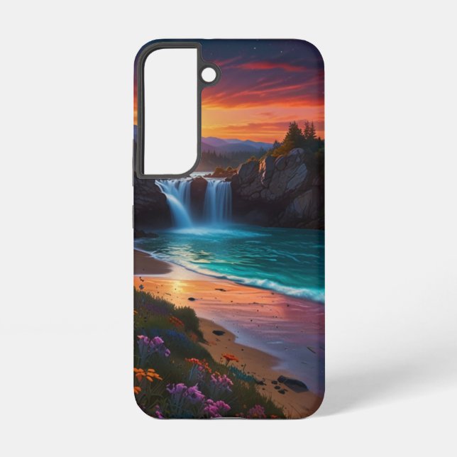 Vibrant landscape with waterfall phone case (Back)