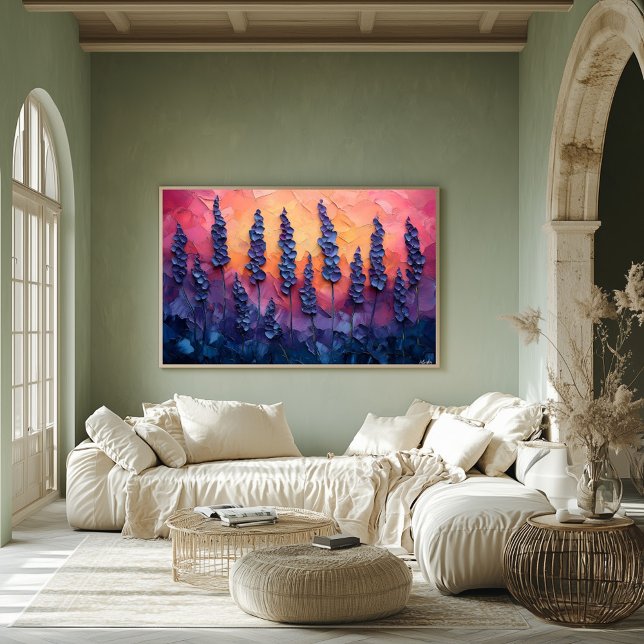 Vibrant Lavender Fields in a Sunset Sky – Textured Poster (Creator Uploaded)