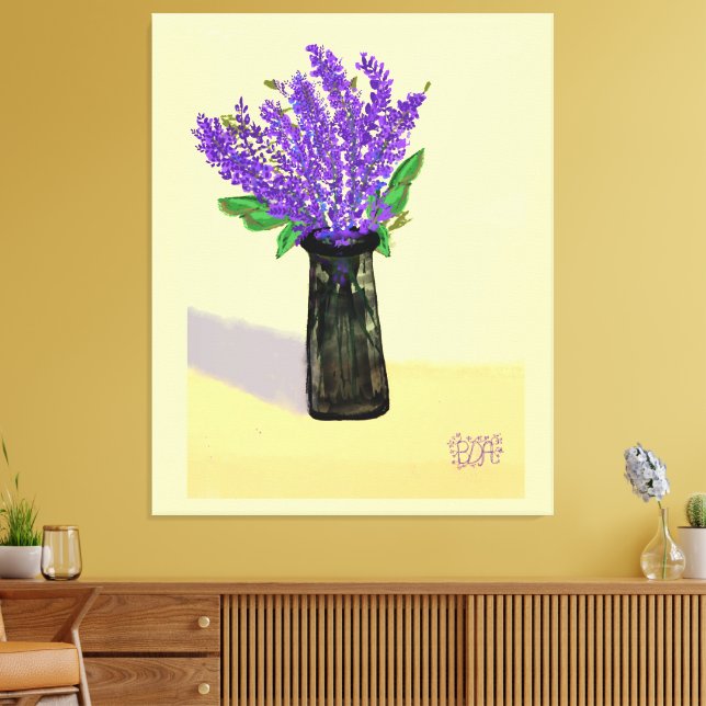 Vibrant Lavender Flowers, Nature Inspired Canvas Print (Insitu(LivingRoom))