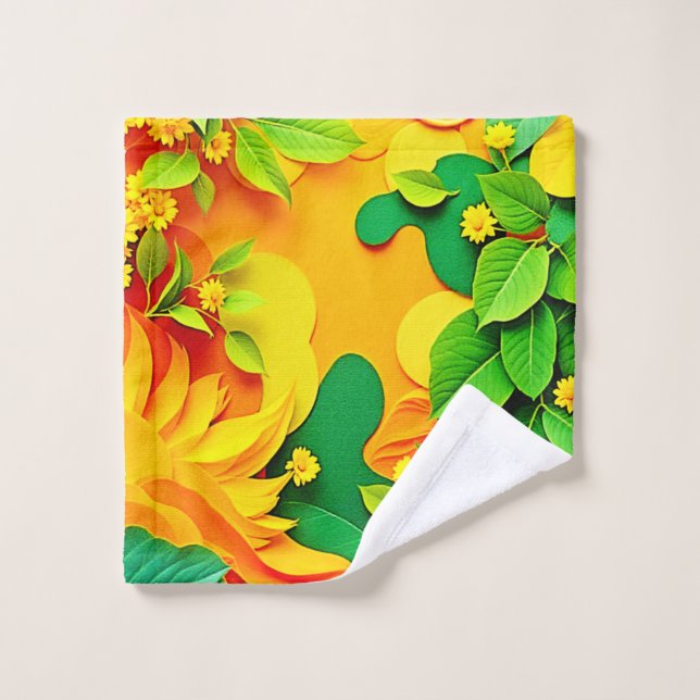 Vibrant Layered Nature Bath Towel Set (Wash Cloth)