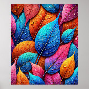 Vibrant Leaf Art - Colourful Nature Design  Poster
