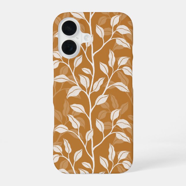 Vibrant Leaf Silhouette Clay Amber iPhone 16 Case (Back)