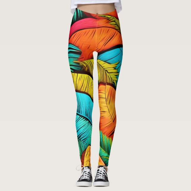 Vibrant Leafscape Leggings (Front)