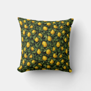 Vibrant Lemon Citrus Tree Pattern Cushion