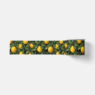 Vibrant Lemon Citrus Tree Pattern Grosgrain Ribbon