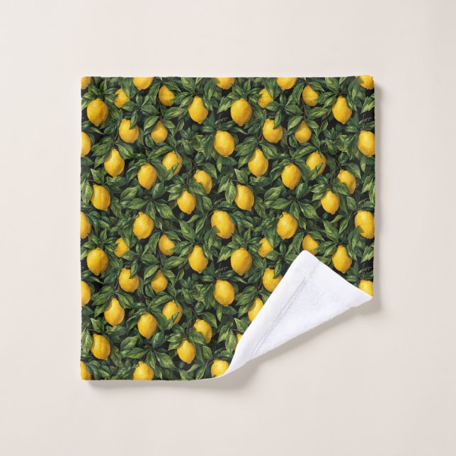Vibrant Lemon Citrus Tree Pattern Wash Cloth (Wash Cloth)